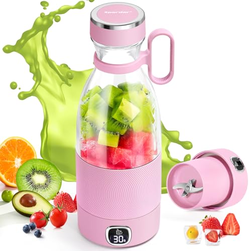 Tragbarer Mixer, 350 ml Mixer Smoothie Maker mit Intelligentem LED-Display, Wiederaufladbarer USB Mixer für Fitness, Reisen und Arbeit von Spardar