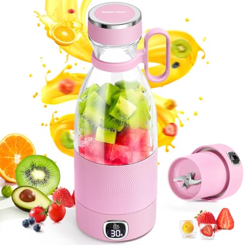 Tragbarer Mixer, 350 ml Mixer Smoothie Maker mit Intelligentem LED-Display, Wiederaufladbarer USB Mixer für Fitness, Reisen und Arbeit von Spardar