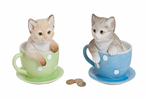 Spardose Katze in Tasse sitzend Sparbüchse Stückpreis von Sparen