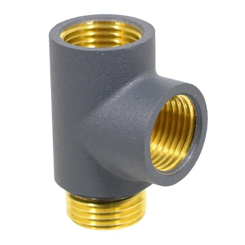 SPARES2GO Dual Fuel T Stück Handtuchheizkörper Heizelement Anschluss Ventiladapter (G1/2 Zoll, Anthrazit) von Spares2go