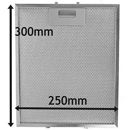 SPARES2GO Metallgitterfilter für Rangemaster Dunstabzugshaube/Abluftventilator von (Silber, 300 x 250 mm) von Spares2go