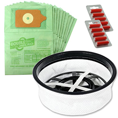 SPARES2GO Papierbeutel und Mikrofaserfilter kompatibel mit Numatic Henry Hetty James Staubsauger (10 Beutel + 10 Lufterfrischer) von Spares2go