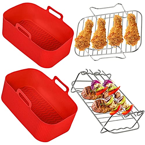 SPARES2GO Schubladeneinsatz Körbe Racks Kompatibel mit Instant Vortex Plus Air Fryer Liner Topfregal Set von Spares2go