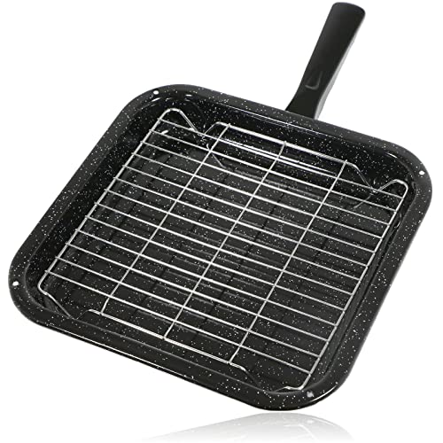 SPARES2GO Universal Small Square Oven Grill Pan, Rack & Detachable Handle by Spares2go von Spares2go