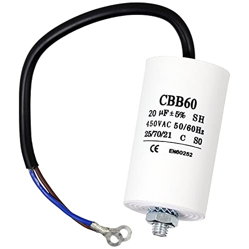 Spares2go Universeller 20uF Start Run Motor Kondensator Microfarad Kabel für Kühlschrank Gefrierschrank (CBB60, 20MFD, 450VAC) von Spares2go