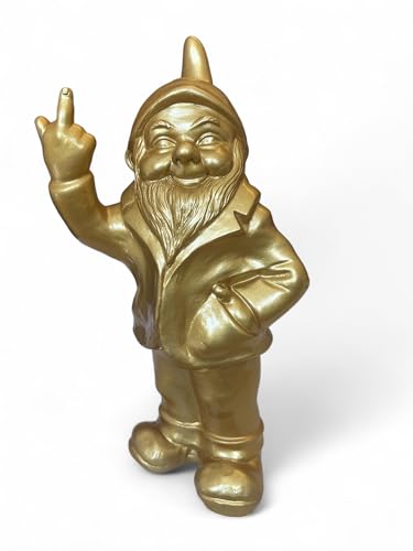 Sparfroh Gartenzwerg Frecher Zwerg - Gold 34cm von Sparfroh