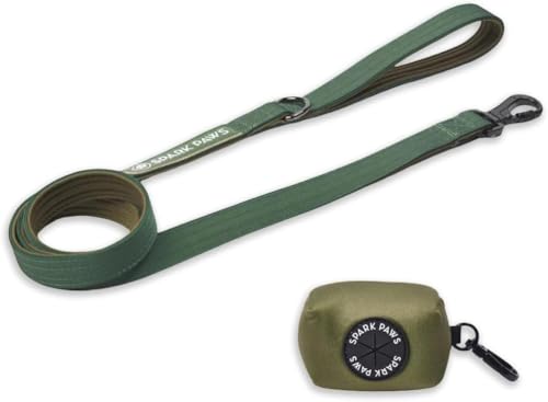 Spark Paws Premium Hundeleine & Kotbeutel Set – robuster Haken aus Legierung für stark ziehende Rassen – laufleine für Hunde, bequem, langlebig und sicher - Green von Spark Paws
