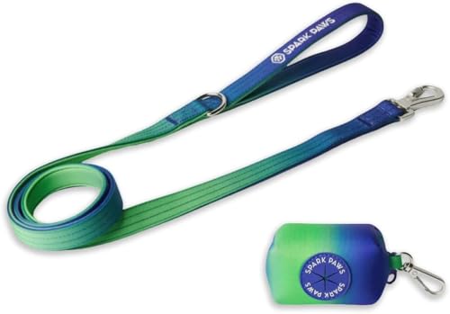 Spark Paws Premium Hundeleine & Kotbeutel Set – robuster Haken aus Legierung für stark ziehende Rassen – laufleine für Hunde, bequem, langlebig und sicher - Lime Wave von Spark Paws