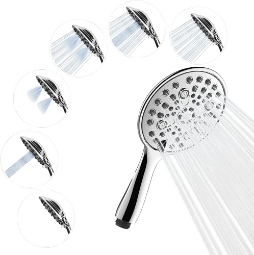 SparkPod Hochdruck Handbrause mit 6 Funktionen - Breiter Winkel - Luxus Design - Duschkopf Regendusche mit Stoppfunktion - Regenduschkopf - Duschkopf Massage - Starker Strahl - (Chrome) - Duschköpfe von SparkPod