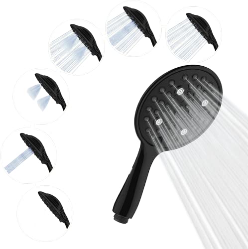 SparkPod 6-Function High Pressure Shower Head - 6" Wide Angle Handheld Shower Head - Luxury Design (6 Function, Matte Black) von SparkPod