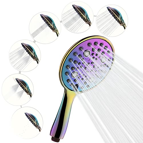 SparkPod 6-Function High Pressure Shower Head - 6" Wide Angle Handheld Shower Head - Luxury Design (6 Function, Rainbow) von SparkPod