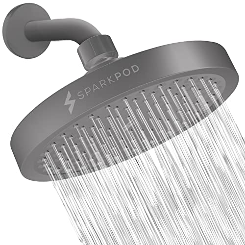 SparkPod Duschkopf – Hochdruckregen – Luxuriöser moderner Look – kein Ärger werkzeuglose der perfekte verstellbare Ersatz für Ihre Badezimmer-Duschköpfe (15,2 cm rund, anthrazit) von SparkPod