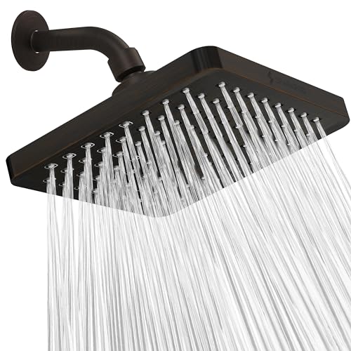 SparkPod Fester Duschkopf – Hochdruckregen – luxuriöser moderner Look – einfache Installation ohne Werkzeug – perfekter verstellbarer Ersatz für Ihre Badezimmer-Duschköpfe (20 cm quadratisch, Vintage von SparkPod