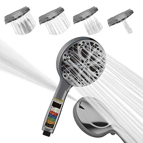 SparkPod High Pressure 5" Multifunction Filtered Handheld Shower Head - Luxury Design - No Hassle Tool-Less 1-Min Installation (10 Function, Handheld Only, Charcoal Grey) von SparkPod