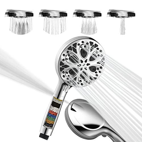 SparkPod High Pressure 5" Multifunction Filtered Handheld Shower Head - Luxury Design - No Hassle Tool-Less 1-Min Installation (10 Function, Handheld Only, Luxury Polished Chrome) von SparkPod