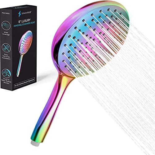 SparkPod High Pressure Handheld Shower Head - Huge 6-Inch Face- Rain Shower with Wide Coverage - Luxury Design - No Hassle Tool-Less 1-Min Installation (Rainbow) von SparkPod