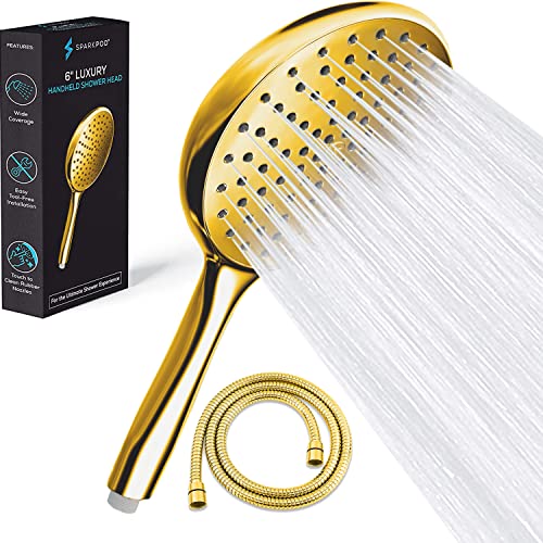 SparkPod Hochdruck-Handbrause mit Schlauch - 15 cm Fläche - XXL Regenbrause mit extra langem Schlauch - Luxuriöses Design - Regendusche - Werkzeuglose Installation in 1 Minute (Öl geriebene Bronze) von SparkPod