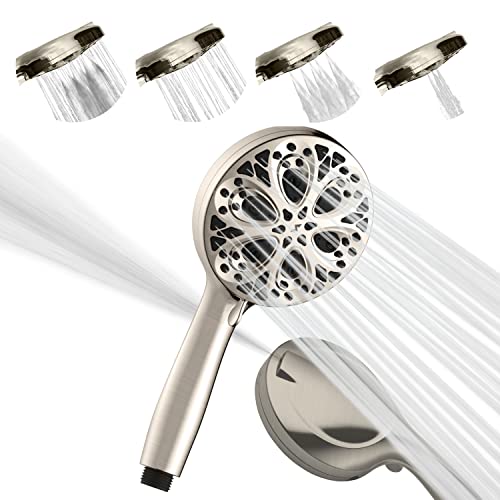 Sparkpod 10-Setting High Pressure Shower Head - Luxury 5" High Flow Hand Held Shower Head with High Pressure Jets (Handheld Only, Elegant Brushed Nickel) von SparkPod