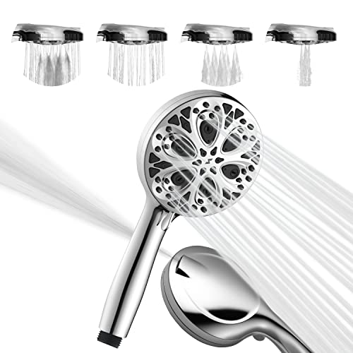 Sparkpod Hochdruck-Duschkopf mit 10 Einstellungen – luxuriöser 5-Zoll-Handbrausekopf mit hohem Durchfluss und Hochdruckdüsen (nur Handbrause, luxuriöses poliertes Chrom) von SparkPod