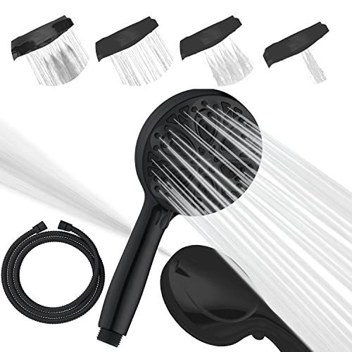 Sparkpod Hochdruck-Duschkopf mit 10 Einstellungen – luxuriöser 5-Zoll-Handbrausekopf mit hohem Durchfluss, inklusive hochwertigem Edelstahlschlauch (Mitternachtsschwarz matt) von SparkPod