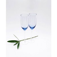 Vintage Hellblaue Champagnergläser Set Von Zwei Mcm/Mid Century Moderne Blaue 2Er Hellblauer Hochzeit Schatztisch von SparkleSet