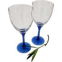 Vintage Libbey Kobaltblaue Wasserkelche - Dominion Petal Stem, 2Er Set Vintage Libbey Kobaltblaue Wasserkelche - Dominion Petal Stem, 2Er Set von SparkleSet