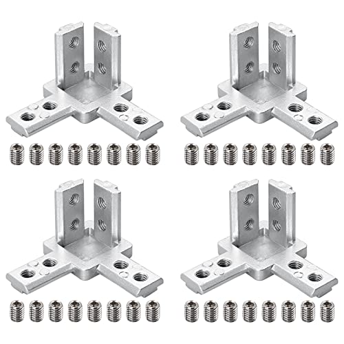 4er 3 Wege Aluprofil Eckverbinder Mit Schrauben, Eckhalterung Nut 6/8 Für Aluminium-Extrusionsprofil Silber 2020/3030/4040 Serie (30 x 30 Nut 8 M6) von Sparklenut