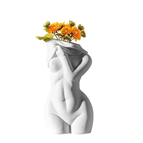 Deko Vase, Moderne Kreativität Vasen, Menschlichen Körper Figuren Vase, Keramikvasen für Moderne Boho Wohnkultur, Weiß Matt Dekorative Vase (Linke Hand weiß) von Sparklenut