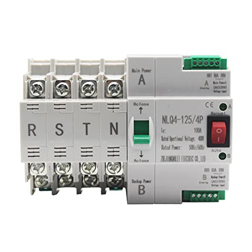 Dual Power Transferschalter, 4P 100A Automatischer Umschalter Transfer Switch, 400V Kippschalter für Generatoren, Automatischer Transferschalter Hochempfindlich für Stromversorgung Elektrisch von Sparklenut