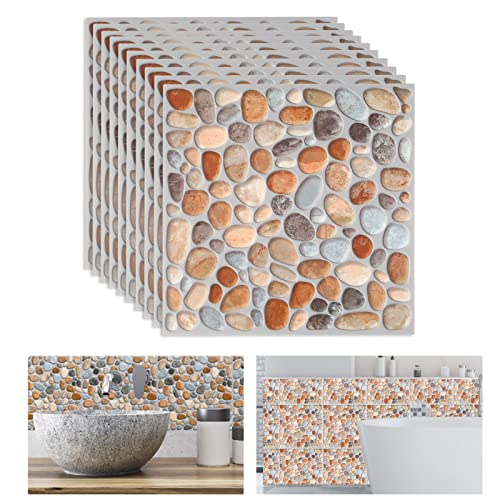 Fliesenaufkleber Selbstklebende Fliesen 3D Klebefliesen Aufkleber Anti-Rutsch Kieselsteinchen Fliesenaufkleber für Küche Bad 24pcs von Sparklenut