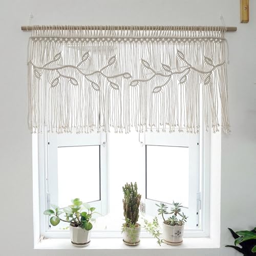 Sparklenut Makramee Vorhang, Makramee Wandbehang, Boho Vorhäng, Makramee Türvorhang, Gewebt Wandteppich Wanddeko, Vorhang Boho Wand Dekor (Elfenbein) von Sparklenut