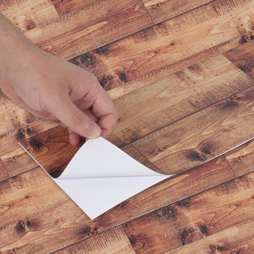 Vinyl Bodenbelag, 10 Stück Selbstklebende Bodenfliesen, Vinylboden Wasserdicht, PVC Bodenbelag, Holzoptik Vinylboden für Küche Balkon Wohnzimmer (Geflammtes Holz) von Sparklenut