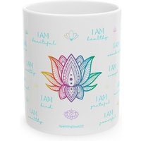 I Am Affirmations Tasse, Schwarze Tasse, Positive Affirmationen, Ich Bin Genug, Würdig, Lotus, Ermächtigung, Selbstliebe, Positive Energie von SparklingSoul222