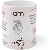Ich Bin Worthy Tasse, Positive Affirmationen, Ich Genug Würdig, Reichtum Fülle, Lotus, Kaffeetasse, Ermächtigung, Selbstliebe, Energie von SparklingSoul222
