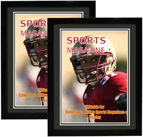 Sport-Magazinrahmen mit den Maßen 21,6 x 29,2 cm oder 21,6 x 27,9 cm, mit installierten Aufhängern und doppeltem schwarzem Kern, Wandaufhängung, 2 Stück von SparklyHome
