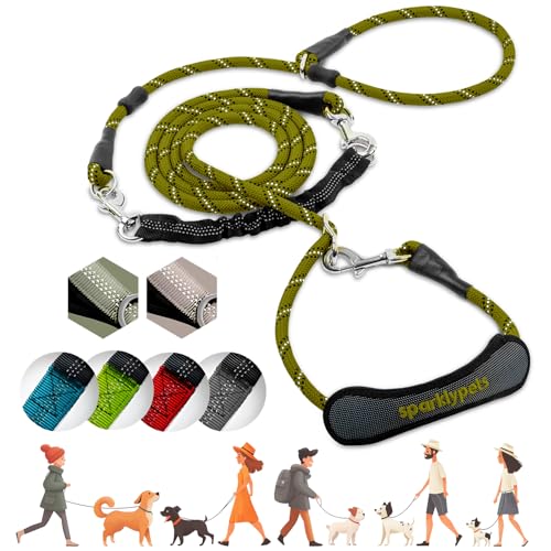 SparklyPets Multifunktionale Bungee-Leine mit Abnehmbarer Retrieverleine, Crossbody- und Taillenleine für Spaziergänge mit dem Hund, mittelgroße und große Rassen (Grün) von SparklyPets