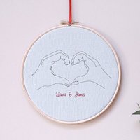 Handherz Wandkunst - Herz Hände Wandbehang Hand Stickerei Hoop Kunst von SparksAndDaughters