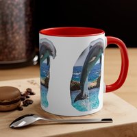 Springende Delphin 11 Unze Akzentkaffeetasse, Meer Ozean Wassertiere Becher Geschenk Für Sie, Ihn, Be40M/2 Springende Delphin 11 Unze Akzentkaffeetasse, Meer Ozean Wassertiere Becher Geschenk Für Sie, Ihn, Be40M/2 von SparksDesignStore