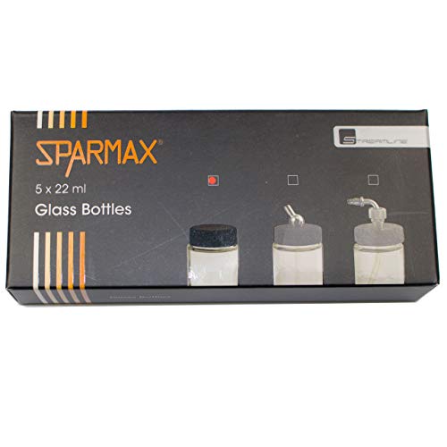 5 Gläser mit Deckel a 22 ml für Sparmax SP 570 + 575 Airbrushes von airbrush-city