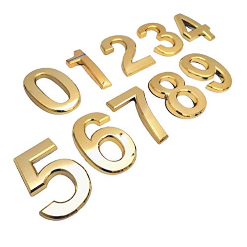 hausnummer Höhe 70mm Silber/Goldenes/Bronze/Grau ABS Plastik Selbstklebende Haustür Zahlen Adresse Schild Hotel Home Türschild Aufkleber (Color : Golden Color 1pc, Size : 4) von Sparrow Angel