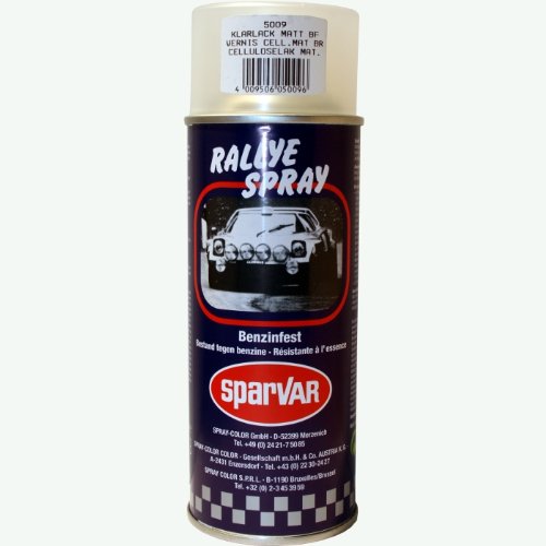 Sparvar 6050072 Lackspray Ralley Klarlack glänzend, 400 ml BENZINFEST, für Autos, Mofas, Motorräder, Go-Carts, Siehe Titel von SparVar