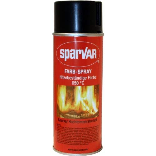 SparVar 6016146 Schwarz, Hochtemperatur Lackspray, 400 ml bis 650°C, (1er Pack) von SparVar