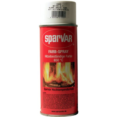 Sparvar weiß, Hochtemperatur Lackspray 400 ml bis 650 Grad C, 6015057, (1er Pack) 400 ml (1er Pack) von Sparvar