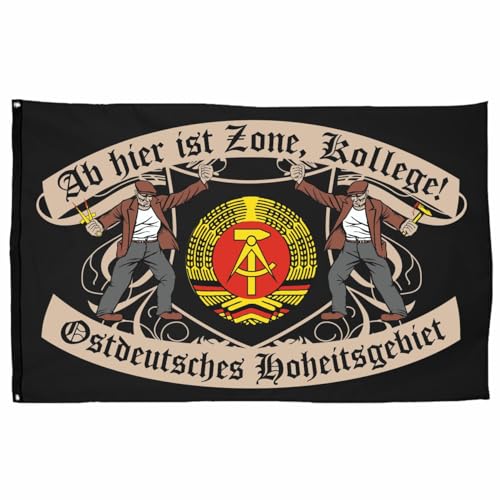 Fahne Flagge Ab hier ist Zone Ostdeutsches Hoheitsgebiet 90 x 150 cm DDR Zeichen von Spaß Kostet