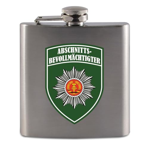 Flachmann aus Edelstahl ABV Abschnittsbevollmächtigter DDR Taschenrutscher Flachmann aus Edelstahl ABV Abschnittsbevollmächtigter DDR Taschenrutscher von Spaß Kostet