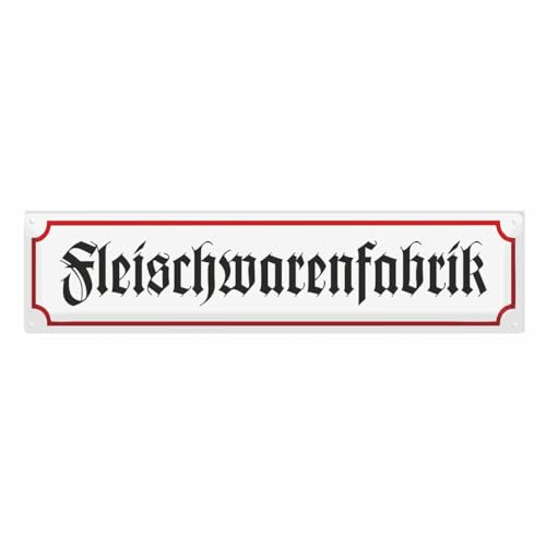 Strassenschild Blechschild Fleischwarenfabrik schwein fleischer werkstatt schild von Spaß Kostet