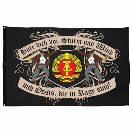 Spaß Kostet Fahne Flagge Hüte Dich vor Ossis DDR 90 x 150 cm schwarz von Spaß Kostet
