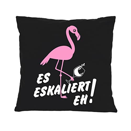 Spass kostet Kissen mit Spruch und Füllung Dekokissen Flamingo Es Eskaliert eh von Spaß Kostet