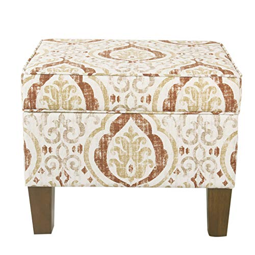 Spatial Order Quadratischer Ottomane – Medaillon in Burnt Orange und Creme von Spatial Order