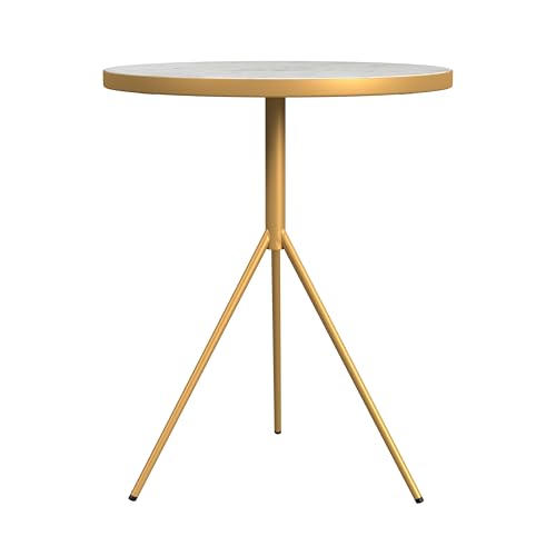 Spatial Order Runder Beistelltisch aus Marmor mit goldfarbenem Sockel von Spatial Order